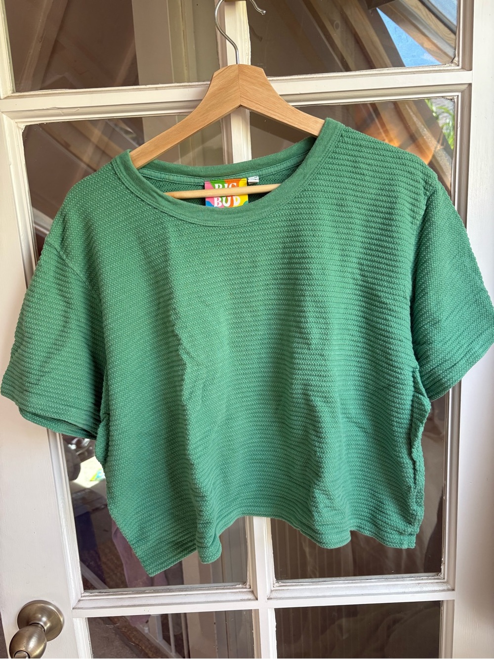 Big Bud Press Green Textured Boxy Crop Tee